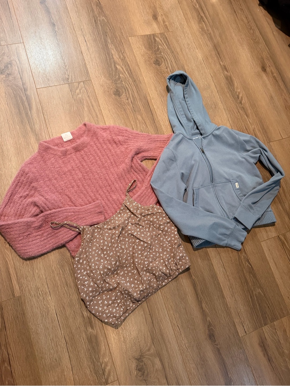 Abercrombie Kids Bundle 3pc Girls Tops Hoodie Sweater Tank Top Pink Blue Brown
